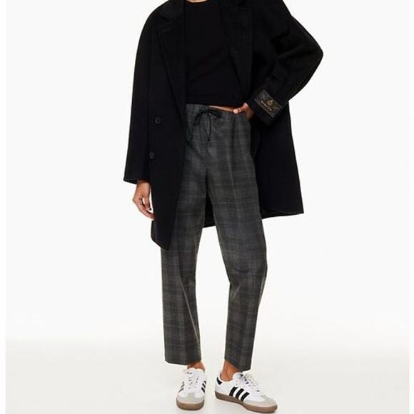 Aritzia The Group Babaton Jimmy Pant Mid Rise Twill Trousers Okeeffe Plaid Crop - Picture 1 of 11